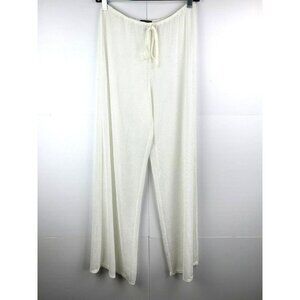 Jordan Taylor Beach Pant M Mesh Pool Cream White Swimsuit Cover Up Crochet Sheer